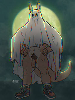 abs anthro balls bed_sheet bedding bedsheet_ghost biped bottomless clothed clothing costume flaccid footwear foreskin full_moon genitals ghost_costume halloween_costume hand_on_hip holidays humanoid_genitalia humanoid_penis humor looking_at_viewer male male_anthro manly moon muscular muscular_anthro muscular_legs muscular_male navel penis plantigrade pubes shoes simple_background sneakers solo standing unretracted_foreskin vein veiny_penis pibbnchips halloween kangaroo macropod mammal marsupial 2023 3:4 hi_res