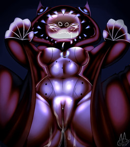 blush bodily_fluids breasts claws clothed clothing cum electronics female for_a_head genital_fluids genitals machine metallic_body nude pajamas partially_clothed pink_body red_body screen screen_face simple_background solo spread_legs spreading sweat teeth television vulva meatmoon forsaken_(roblox) veeronica humanoid object_head robot screen_head hi_res