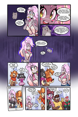 anthro big_breasts black_body black_fur black_hair blush blush_stickers bottomwear breasts brown_body brown_fur brown_hair cellphone cleavage clothed clothed_anthro clothed_female clothed_male clothing dialogue ear_piercing ear_ring electronics extreme_size_difference female feral floating fur green_eyes grey_body group hair larger_female long_hair male micro_anthro micro_male phone piercing pink_body pink_fur pink_hair red_body ring_piercing selfie semi-anthro size_difference skirt smaller_male smartphone speech_bubble tail text yellow_body yellow_eyes jamoart hampt_(jamoart) helene_marilyn avian bat bear bird bovid caprine cricetid hamster mammal rodent sheep 2026 absurd_res comic english_text hi_res