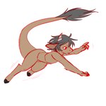 action_pose ambiguous_gender anthro arm_tuft big_tail biped brown_body brown_fur claws elbow_tuft fur grey_hair grey_horn hair horn jumping leg_tuft midair motion_lines nude open_mouth pose simple_background solo tail tuft white_background manitka manitka_storm 1:1 2024 colored_sketch digital_media_(artwork) hi_res sketch