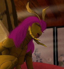 antennae_(anatomy) anthro breasts female hair insect_wings long_hair multi_arm multi_limb nipples non-mammal_breasts nude open_mouth pink_hair solo suggestive wings hattonslayden arthropod cricket hybrid insect lepidopteran moth orthopterid 2016 hi_res