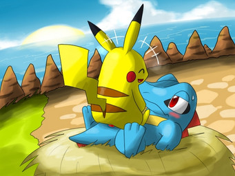 anal blue_body blue_skin blush bodily_fluids cloud detailed_background duo eyes_closed feral fur happy lying male male/male male_penetrated male_penetrating male_penetrating_male on_back open_mouth outside penetration red_eyes sex sharpedo_bluff sky smile sunset sweat tail unimpressed water yellow_body yellow_fur d.summer nintendo pokemon pokemon_mystery_dungeon spike_chunsoft generation_1_pokemon generation_2_pokemon mammal pikachu pokemon_(species) rodent totodile 4:3