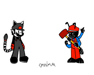4_arms about_to_fight angry antennae_(anatomy) anthro barefoot black_body black_clothing black_footwear black_hair black_shirt black_shoes black_topwear blue_clothing blue_shirt blue_topwear clothing duo ears_up facial_hair fanfiction feet fist footwear gloves grey_cap grey_clothing grey_hat grey_headwear grey_overalls hair hammer handwear hat headgear headwear male menacing_aura multi_arm multi_limb mustache overalls pointy_ears raised_tail red_buttons red_cap red_clothing red_gloves red_handwear red_overalls shirt shoes standing tail tools topwear white_body white_skin yellow_button omni-vee mario_&_luigi:_dream_team mario_bros nintendo sonic_dream_team jumpman_(mario) m.smile mario ant arthropod computer_virus_(species) humanoid hymenopteran insect 2026 5:4 concept_art digital_drawing_(artwork) digital_media_(artwork)