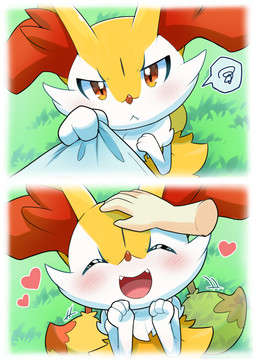 2_panel_comic 3_fingers 5_fingers afterimage ambiguous_anthro ambiguous_gender ambiguous_human anthro arm_tuft biped blush blush_lines cheek_tuft chest_tuft clothed clothed_human clothing clothing_pull cute_fangs daww dipstick_tail disembodied_hand duo emanata eyes_closed facial_tuft fangs fingers first_person_view front_view fur grass heart_symbol high-angle_view hip_tuft human_pov inner_ear_fluff looking_at_viewer looking_up looking_up_at_viewer markings multicolored_body multicolored_fur nude_ambiguous nude_anthro object_in_tail open_mouth open_smile orange_body orange_eyes orange_fur orange_inner_ear_fluff orange_nose orange_tail_tip outside plant pointy_ears prick_ears shirt shirt_pull shoulder_tuft smile solo_focus speech_bubble standing stick stick_in_tail tail tail_markings tail_motion tailwag teeth tongue topwear topwear_pull tuft two_tone_tail white_body white_fur yellow_body yellow_fur yellow_tail wadorigi nintendo pokemon braixen canid generation_6_pokemon human mammal pokemon_(species) 2023 cel_shading colored digital_drawing_(artwork) digital_media_(artwork) half-length_portrait hi_res portrait shaded