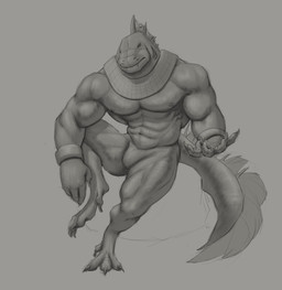 abs anthro claws facial_piercing fangs featureless_crotch finger_claws frill_(anatomy) frill_piercing front_view furgonomic_piercing furgonomics gills male male_anthro mouth_closed muscular muscular_anthro muscular_male navel neck_frill nipple_piercing nipple_ring nipples nose_piercing nose_ring nostril_ring nude pecs piercing ring_piercing simple_background solo teeth aduran aquatic fish absurd_res hi_res monochrome sketch