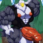 abs anthro balls biceps big_balls big_muscles big_pecs big_penis blush bodily_fluids bottomless clothed clothing coat cum ejaculation erection feathers genital_fluids genitals grey_body grey_feathers grey_tail_feathers huge_balls huge_muscles huge_pecs huge_penis hyper hyper_balls hyper_genitalia hyper_muscles hyper_penis looking_at_viewer male multicolored_body multicolored_feathers muscular muscular_anthro muscular_arms muscular_male nipples non-mammal_balls non-mammal_nipples pecs penis plant red_nipples red_penis solo sweat tail tail_feathers topwear tree vein veiny_penis white_balls white_body white_feathers bobert animal_crossing nintendo apollo_(animal_crossing) accipitrid accipitriform avian bald_eagle bird eagle sea_eagle 1:1 2019 digital_media_(artwork) hi_res