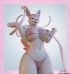 anthro barely_visible_genitalia barely_visible_pussy big_breasts bra breasts clothed clothing female fishnet_clothing fishnet_underwear genitals huge_breasts navel panties partially_clothed pussy raised_tail solo tail text underwear hiddenmask18 nintendo pokemon eeveelution generation_6_pokemon pokemon_(species) sylveon 3d_(artwork) blender_(artwork) digital_media_(artwork) url