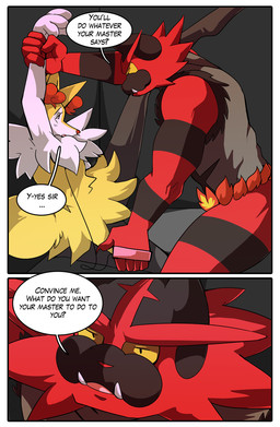 4_fingers 5_fingers anthro black_body black_fur blush border dialogue duo femboy fingers fur male master muscular muscular_anthro muscular_male red_body red_fur text white_border kingbriarturtle nintendo pokemon braixen generation_6_pokemon generation_7_pokemon incineroar pokemon_(species) 2021 comic english_text hi_res