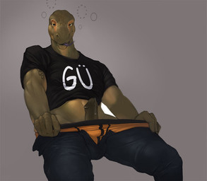anthro bodily_fluids bottomwear bottomwear_down clothed clothing clothing_pull denim denim_bottomwear denim_clothing drunk erection front_view genital_fluids genitals humanoid_genitalia humanoid_penis jeans looking_at_viewer low-angle_view male male_anthro pants pants_down partially_clothed penis precum simple_background solo substance_intoxication tattoo tongue tongue_out underwear underwear_pull undressing darkgem third-party_edit dinosaur lizard prehistoric_species reptile scalie 2013