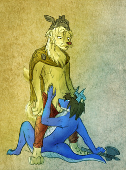 anthro armor axe cape clothing duo facial_hair fellatio genitals headgear helmet male male/male melee_weapon mustache oral penile penis sex standing tail weapon wig pankallisti mythology circe_(pankallisti) dragon felid lion mammal mythological_creature mythological_scalie pantherine scalie 2016 sketch