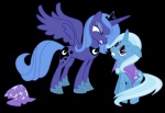 blue_body blue_feathers cutie_mark duo feathered_wings feathers female feral horn quadruped simple_background tail transparent_background wings adcoon friendship_is_magic hasbro my_little_pony mythology princess_luna_(mlp) trixie_(mlp) equid equine mammal mythological_creature mythological_equine unicorn winged_unicorn alpha_channel