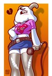 anthro clothed clothing female heart_symbol legwear looking_at_viewer stockings bunny_maloney_meko bunny_maloney charlotte_(bm) bovid bovine cattle mammal tagme