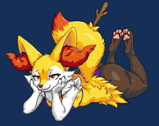 anthro big_butt bikini black_body black_fur breasts butt clothing digitigrade female fluffy fluffy_tail fur hand_on_face inner_ear_fluff lying micro_bikini multicolored_body multicolored_fur on_front pawpads paws purple_bikini purple_clothing purple_swimwear red_eyes simple_background small_breasts solo swimwear tail transparent_background tuft two-piece_swimsuit white_body white_fur yellow_body yellow_fur anonymous_artist nintendo pokemon braixen canid canine fox generation_6_pokemon mammal pokemon_(species) 2025 alpha_channel digital_media_(artwork) low_res pixel_(artwork) wplace_(artwork)