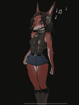 anthro biped bottomwear breasts clothed clothed_anthro clothed_female clothing countershade_torso countershading electronics female fingers footwear front_view fully_clothed fully_clothed_anthro fully_clothed_female fur hair headphones pants shoes simple_background solo standing topwear discreet_user dina_(discreet_user) canid canine mammal 2026 digital_drawing_(artwork) digital_media_(artwork) hi_res