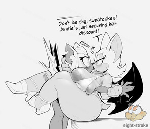 anthro areola areola_slip arm_grab bat_wings big_breasts blush blush_lines breasts clothing dialogue dominant dominant_female duo eye_contact eyelashes female femboy footwear hair half-closed_eyes head_grab heart_symbol high_heels huge_breasts kissing looking_at_another male male/female membrane_(anatomy) membranous_wings narrowed_eyes notched_ear panties shirt shoes short_hair simple_background submissive submissive_male tank_top text thick_thighs topwear underwear white_background wings eight_strokes sega sonic_the_hedgehog_(series) bundt_the_bat fan_character rouge_the_bat bat mammal 2024 artist_name english_text hi_res