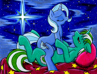 ambiguous_penetration bed cowgirl_position duo female female_penetrated feral from_front_position furniture horn intraspecies looking_pleasured male male/female male_penetrating male_penetrating_female night on_bottom on_top penetration pillow quadruped sex star straddling tail blaze-lupine friendship_is_magic hasbro my_little_pony mythology blaze-lupine_(character) pickles_(blaze-lupine) trixie_(mlp) equid equine mammal mythological_creature mythological_equine unicorn signature