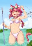 amashoku animal_ears bikini bra braid camel_toe cat cat_ears cat_tail eyewear fangs feline female fish goggles hair hair_ribbon harpoon human long_hair looking_at_viewer mammal marine navel open_mouth orange_eyes original outside pigtails polearm red_hair smile solo spear swimsuit underwear water weapon
Rating: Questionable
Score: 7
User: AnacondaRifle
Date: March 25, 2014
