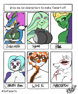 3_eyes anthro bedroom_eyes big_breasts blue_hair breasts crossed_arms eyewear female glasses group hair horn looking_at_viewer multi_eye narrowed_eyes seductive smile smiling_at_viewer wearing_glasses rcblackdie arknights ben_10 capcom cartoon_network hypergryph okami_(capcom) six_fanarts_challenge studio_montagne yu-gi-oh! amaterasu_(okami) waai_fu_(arknights) xylene alien alien_humanoid avian bird canid canine felid feline humanoid mammal pantherine tiger uxorite collage_(artwork) hi_res meme