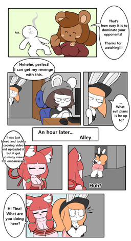 alley anthro computer dialogue electronics female group male pink_body text trio tonytoran erica_(tonytoran) tina_(tonytoran) tony_(tonytoran) bear chinchilla chinchillid domestic_cat felid feline felis lagomorph leporid mammal rabbit rodent absurd_res comic english_text hi_res