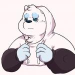 anthro blue_body blue_fur clothed clothing fur hoodie humanoid_hands kemono male simple_background slightly_chubby solo topwear white_body white_fur awa_awa bear mammal 1:1 2020 hi_res