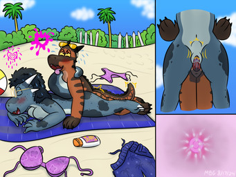 abdominal_bulge ahegao anthro anus beach big_breasts blush bodily_fluids breasts clitoris clothing curling_tail detailed_background discarded_bikini discarded_bottomwear discarded_clothing duo ejaculation erection eyes_closed eyewear eyewear_on_head female from_behind_position genital_fluids genitals glasses happy happy_sex heart_symbol impregnation internal looking_pleasured low-angle_view lying male male/female nipples nude on_blanket on_front outside ovum penetration penis prone_bone_position public public_sex sex smile speed_bump_position sperm_cell sunglasses sunglasses_on_head sweat tail text three-quarter_view tongue tongue_out tropical twitching vaginal vaginal_contractions vaginal_fluids vaginal_penetration vaginal_squirting vulva worm's-eye_view magnum_mk freesia lehto kobold scalie 2024 4:3 absurd_res comic digital_media_(artwork) english_text hi_res pictographics sequence shaded soft_shading