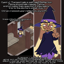 animated_webp anthro clothing disembodied_face eyewear female flaming_eyes glasses hat haunted_house headgear headwear holidays looking_at_mirror looking_at_object mirror solo text wearing_glasses witch_costume witch_hat corruptedcryptid halloween nintendo pokemon penny_(corruptedcryptid) generation_4_pokemon ghost lopunny pokemon_(species) spirit 1:1 animated english_text hi_res trans_(lore) trans_woman_(lore)