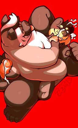 animal_genitalia anthro balls black_body black_fur blush bodily_fluids cum cum_on_face cum_on_ground cum_on_self cum_string duo erection fur genital_fluids genitals grey_body grey_fur high-angle_view humanoid_genitalia humanoid_penis kneeling lying male male/male male_anthro nude nude_anthro nude_male on_back one_eye_closed overweight overweight_anthro overweight_male penis pink_penis red_background sheath simple_background smile tail tan_body tan_fur teeth tongue tongue_out whisker_spots white_body white_fur thezestiestbone nico_rojas sebastien_grainger american_badger badger bear mammal mustelid musteline short-faced_bear spectacled_bear 2025 hi_res