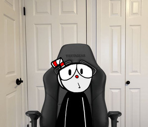 black_clothing black_shirt black_topwear chair clothing container cup curimeme door drinking_straw for_a_head furniture gaming_chair handle looking_at_viewer male multiple_doors on_chair red_nose red_straw shirt simple_face sitting sitting_on_chair solo topwear white_door omni-vee third-party_edit cuphead_(game) studio_mdhr cuphead_(character) animate_inanimate humanoid object_head meme