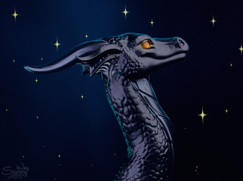 ambiguous_gender feral gift glowing glowing_eyes horn long_neck night scales sky smile solo star sunny_way european_mythology mythology dragon mythological_creature mythological_scalie scalie western_dragon 3d_(artwork) digital_media_(artwork) hi_res portrait