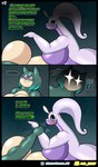 absurd_res al_gx anthro belly big_breasts big_butt breasts butt comic duo female female/female generation_1_pokemon generation_6_pokemon generation_9_pokemon goo_creature goodra green_body hi_res huge_breasts huge_butt letty_(greatcaesar) mature_female nintendo opal_(al_gx) overweight overweight_female pokemon pokemon_(species) purple_body sleep_walking sleeping slightly_chubby slightly_chubby_female snorlax tail text
