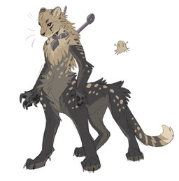 ambiguous_gender claws fur inner_ear_fluff mouth_closed pawpads paws quadruped simple_background solo standing tuft white_background aaasakawa hollow_knight:_silksong hollow_knight_(franchise) team_cherry widow_(hollow_knight:_silksong) felid feline mammal taur hi_res