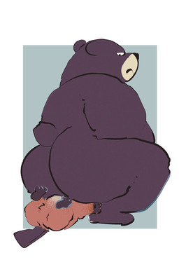 black_tail brown_body brown_feet brown_fur butt duo facesitting feet female female/female feral fur male simple_background sitting sitting_on_another tail white_background dumdum disney hoppers_(disney) pixar ellen_(hoppers) mabel_tanaka bear beaver mammal rodent 2026 hi_res