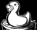 beak black_and_white black_background comic draconicmentalist inanimate_object monochrome rubber_duck simple_background solo