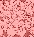 anthro bodily_fluids clitoral_hood eyewear feet female flat_chested foot_fetish foot_in_mouth foot_play foot_suck genitals glasses group large_group licking navel nipples nude open_mouth ponytail_ears pussy sucking surrounded sweat tongue tongue_out young young_anthro polygon5 playkids mimi_(playkids) lagomorph leporid mammal rabbit hi_res sketch incest_(lore)