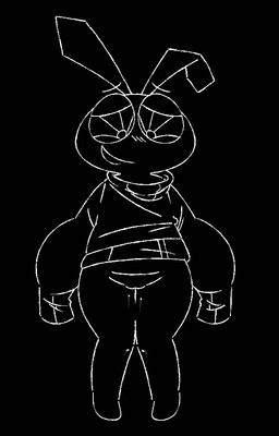 anthro black_background bottomless bottomless_female clothed clothing female genitals looking_down looking_down_at_self oversized_clothing oversized_sweater oversized_topwear simple_background smile solo standing sweater topwear vulva nymphomaniacal vib-ribbon vibri lagomorph leporid mammal rabbit 2025 black_and_white digital_drawing_(artwork) digital_media_(artwork) english_description monochrome
