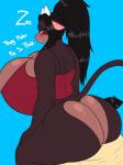 anthro big_breasts big_butt blush bottomless breasts butt clothed clothing female horn huge_breasts huge_butt hyper hyper_breasts solo standing thick_thighs zeromccall summer_(jwinkz) bovid bovine mammal 2019 3:4 absurd_res hi_res