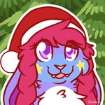 anthro blue_body blue_fur braided_hair christmas_clothing christmas_headwear clothing eye_through_hair eyelashes fangs female floppy_ears fur hair hat headgear headwear holidays lop_ears open_mouth open_smile outline pink_hair plant purple_eyes purple_inner_ear santa_hat smile solo teeth translucent translucent_hair tree white_body white_fur white_nose white_outline cloudpie conditional_dnp christmas domestic_rabbit hybrid lagomorph leporid lop_rabbit mammal oryctolagus rabbit 1:1 2020 bust_portrait clip_studio_paint_(artwork) digital_drawing_(artwork) digital_media_(artwork) flat_colors icon portrait