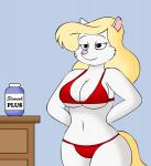 anthro big_breasts bikini breasts burping cleavage clothed clothing female jiggling slightly_chubby solo swimwear thick_thighs two-piece_swimsuit weight_gain lordstormcaller animaniacs warner_brothers minerva_mink mammal mink mustelid musteline true_musteline animated hi_res short_playtime