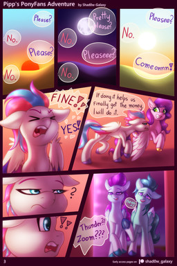 cutie_mark exclamation_point feathered_wings feathers female feral full_moon fur group hair hooves male moon multicolored_hair night open_mouth panel_skew patreon_logo purple_hair question_mark simple_background speech_bubble sunrise sunset text wings yelling shad0w-galaxy hasbro mlp_g5 my_little_pony mythology patreon pipp_petals_(mlp) zipp_storm_(mlp) equid equine horse mammal mythological_creature mythological_equine pegasus pony 2:3 comic digital_media_(artwork) english_text hi_res
