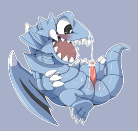 animal_genitalia blue_body blue_scales blush bodily_fluids censor_bar claws cum cum_drip cum_on_face cum_on_own_face cum_on_penis cum_on_self cum_string dripping erection fangs feral genital_fluids genital_slit genitals ineffective_censorship male penis scales simple_background smile solo spiked_wings spikes spikes_(anatomy) spread_legs spreading tapering_penis teeth wings doneru mythology yu-gi-oh! blue-eyes_toon_dragon dragon duel_monster mythological_creature mythological_scalie scalie censored hi_res