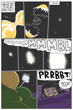 annoyed anthro anus bed bed_sheet bedding big_breasts big_butt big_tail breasts butt death dialogue duo fart fart_cloud female female/female furniture genitals green_body narration pillow tail tall_female text vulva waking_up white_fart_cloud shyguy9 mythology belinda_(shyguy9) sophie_(shyguy9) dragon human mammal mythological_creature mythological_scalie scalie 2:3 comic english_text hi_res