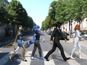 anthro barefoot blue_body blue_fur blue_hair clothed clothing feet female footwear fur group hair male markings parody photo_background spots spotted_body spotted_fur street walking yellow_body yellow_fur daymond42 charleyfox_(modeler) lady_littlefox_(modeler) runtimedna_(modeler) abbey_road nintendo star_fox the_beatles krystal_(charleyfox) krystal_(star_fox) melody_(lady_littlefox) miyuna_(daymond42) canid canine cheetah felid feline fox human mammal 2008 3d_(artwork) 4:3 digital_media_(artwork) mixed_media photography_(artwork)