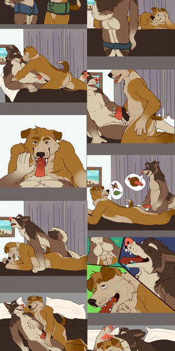 after_sex anal anal_penetration anthro anthro_on_anthro anthro_penetrated anthro_penetrating anthro_penetrating_anthro balls bed bodily_fluids boxer_briefs butt clothed clothed_anthro clothed_male clothing countershade_butt countershade_face countershade_torso countershading defloration doggystyle drooling duo erection eyes_closed first_person_view from_behind_position frottage furniture genitals hand_holding humanoid_genitalia humanoid_penis licking looking_at_another looking_at_partner looking_at_partner's_penis lying male male/male male_anthro male_defloration male_penetrated male_penetrating male_penetrating_male male_virgin nude nude_anthro nude_male on_back on_bed on_side open_mouth oral partially_clothed penetration penile penile_penetration penis penis_in_ass penis_lick penises_touching pillow saliva sex simple_background spooning stated_virginity tail teeth tongue tongue_out underwear underwear_down virgin chubchow canid canine canis domestic_dog mammal 2017 comic hi_res multiple_scenes