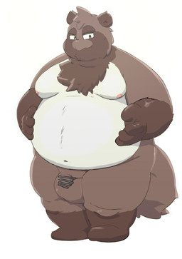 anthro balls belly big_balls big_belly brown_body brown_fur flaccid fur genitals kemono male moobs navel nipples overweight overweight_male penis simple_background solo standing white_background white_body usuke4649ne canid canine mammal raccoon_dog tanuki 2026 censored hi_res