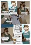 2017 anthro blush border canid canine canis clipboard clothed clothing college comic dialogue digital_media_(artwork) domestic_dog dual_holding english_text fasttrack37d fully_clothed german_shepherd green_clothing green_shirt green_t-shirt green_tank_top green_topwear grin hair herding_dog hi_res holding_clipboard holding_object holding_pen holding_writing_utensil kyle_(fasttrack37d) male mammal mustelid otter outside pastoral_dog pen rowan_(fasttrack37d) school shirt shirt_on_shirt sky smile speech_bubble t-shirt tank_top teal_eyes text topwear white_border white_clothing white_shirt white_topwear writing_utensil