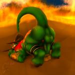 anthro anus ass_up backsack balls butt erection fire genitals hooves horn male penis presenting presenting_hindquarters pubes raised_tail solo tail teeth tusks unguligrade ishigray nintendo the_legend_of_zelda ganon mammal suina 1:1 2014 hi_res