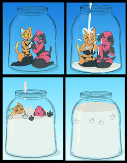 anthro asphyxiation black_clothing black_lingerie bodily_fluids breath_play clothing container cum cum_in_container cum_in_jar drowning drowning_in_cum duo ear_piercing female fur genital_fluids hands_on_glass jar legwear lingerie lingerie_only orange_body orange_fur piercing red_body red_fur stockings hsweetfeather animal_crossing nintendo pony_cum_jar_project cherry_(animal_crossing) katt_(animal_crossing) canid canine canis domestic_cat domestic_dog felid feline felis mammal absurd_res comic hi_res meme