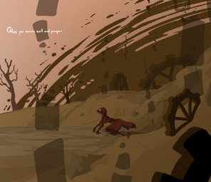 all_fours apocalypse backstory covered_in_blood crawling gear lore rust scenery skinny_female wide_eyed sinfullapis vintage_story absurd_res hi_res