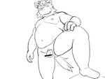 anthro balls belly censor_bar flaccid foreskin genitals humanoid_genitalia humanoid_hands humanoid_penis ineffective_censorship kemono male moobs navel nipples overweight overweight_anthro overweight_male penis simple_background solo white_background oogamikennta canid canine canis mammal wolf 2016 4:3 censored monochrome