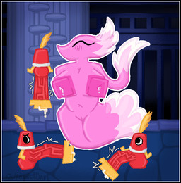 1_eye anthro big_nipples black_border blush bodily_fluids border container cup detailed_background eyelashes female genitals group lactating leaking_milk male male/female milk nipples penis pillar pink_body pink_nipples size_difference small_but_hung stone_floor throbbing throbbing_penis water zoyeensadart deltarune undertale_(series) miss_mizzle animate_inanimate cuptain darkner elemental_creature mizzle_(deltarune) water_creature